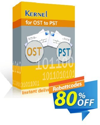 Kernel for OST to PST (Corporate License upgrade) Coupon, discount 80% OFF Kernel for OST to PST (Corporate License upgrade), verified. Promotion: Staggering deals code of Kernel for OST to PST (Corporate License upgrade), tested & approved