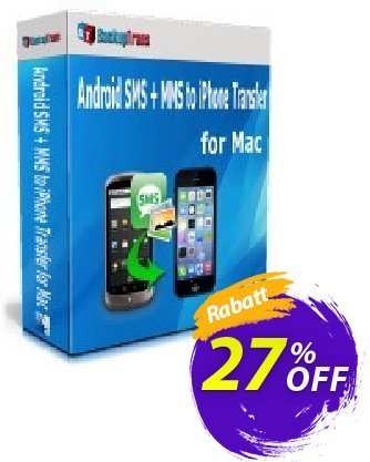 Backuptrans Android SMS + MMS to iPhone Transfer for Mac (Family Edition) discount coupon Holiday Deals - amazing promo code of Backuptrans Android SMS + MMS to iPhone Transfer for Mac (Family Edition) 2024
