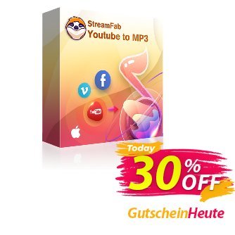 StreamFab YouTube to MP3 for MAC - 1 Month  Gutschein 30% OFF StreamFab YouTube to MP3 (1 Month License), verified Aktion: Special sales code of StreamFab YouTube to MP3 (1 Month License), tested & approved