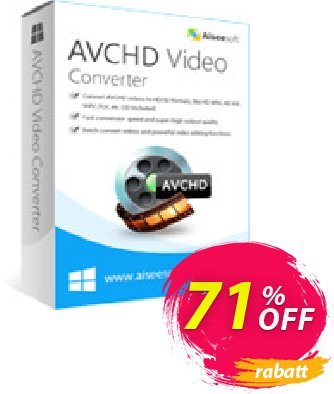 Aiseesoft AVCHD Video Converter Coupon, discount 70% OFF Aiseesoft AVCHD Video Converter Feb 2024. Promotion: Fearsome deals code of Aiseesoft AVCHD Video Converter, tested in February 2024