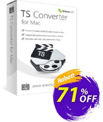 Aiseesoft TS Converter for Mac Coupon, discount 40% Aiseesoft. Promotion: 40% Off for All Products of Aiseesoft