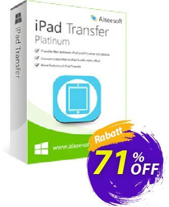Aiseesoft iPad Transfer Platinum Coupon, discount Aiseesoft iPad Transfer Platinum. Promotion: 