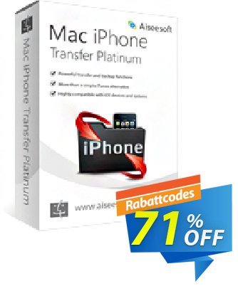 Aiseesoft Mac iPhone Transfer Platinum Coupon, discount 40% Aiseesoft. Promotion: 