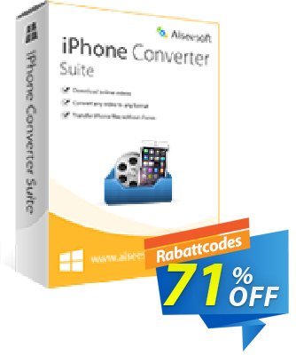 Aiseesoft iPhone Converter Suite Coupon, discount 40% Aiseesoft. Promotion: 