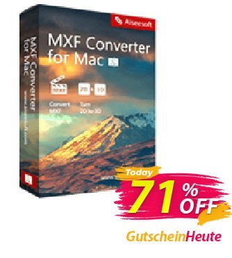 Aiseesoft MXF Converter for Mac Coupon, discount 50% Aiseesoft. Promotion: 50% Off for All Products of Aiseesoft