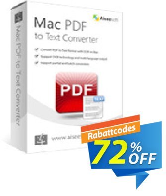 Aiseesoft Mac PDF to Text Converter Coupon, discount 40% Aiseesoft. Promotion: 40% Off for All Products of Aiseesoft