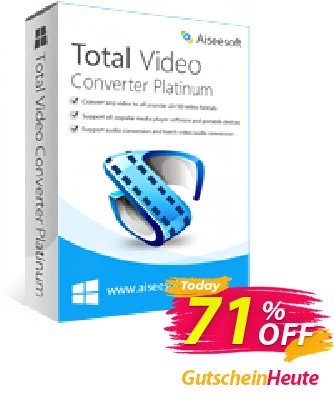 Aiseesoft Total Video Converter Platinum Coupon, discount Aiseesoft Total Video Converter Platinum imposing deals code 2024. Promotion: imposing deals code of Aiseesoft Total Video Converter Platinum 2024