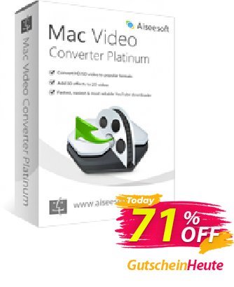 Aiseesoft Mac Video Converter Platinum Coupon, discount Aiseesoft Mac Video Converter Platinum stirring discount code 2024. Promotion: stirring discount code of Aiseesoft Mac Video Converter Platinum 2024