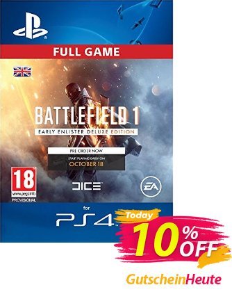 Battlefield 1 Early Enlister Deluxe Edition PS4 discount coupon Battlefield 1 Early Enlister Deluxe Edition PS4 Deal - Battlefield 1 Early Enlister Deluxe Edition PS4 Exclusive Easter Sale offer 