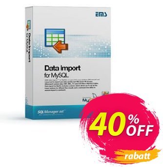 EMS Data Import for MySQL (Business) + 1 Year Maintenance Coupon, discount Coupon code EMS Data Import for MySQL (Business) + 1 Year Maintenance. Promotion: EMS Data Import for MySQL (Business) + 1 Year Maintenance Exclusive offer 