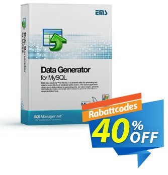 EMS Data Generator for MySQL (Business) + 1 Year Maintenance Coupon, discount Coupon code EMS Data Generator for MySQL (Business) + 1 Year Maintenance. Promotion: EMS Data Generator for MySQL (Business) + 1 Year Maintenance Exclusive offer 