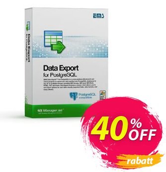 EMS Data Export for PostgreSQL (Business) + 1 Year Maintenance Coupon, discount Coupon code EMS Data Export for PostgreSQL (Business) + 1 Year Maintenance. Promotion: EMS Data Export for PostgreSQL (Business) + 1 Year Maintenance Exclusive offer 