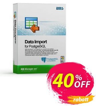 EMS Data Import for PostgreSQL (Business) + 1 Year Maintenance Coupon, discount Coupon code EMS Data Import for PostgreSQL (Business) + 1 Year Maintenance. Promotion: EMS Data Import for PostgreSQL (Business) + 1 Year Maintenance Exclusive offer 