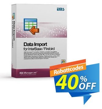 EMS Data Import for InterBase/Firebird (Business) + 2 Year Maintenance Coupon, discount Coupon code EMS Data Import for InterBase/Firebird (Business) + 2 Year Maintenance. Promotion: EMS Data Import for InterBase/Firebird (Business) + 2 Year Maintenance Exclusive offer 