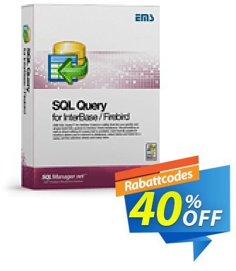 EMS SQL Query for InterBase/Firebird (Business) + 3 Year Maintenance Coupon, discount Coupon code EMS SQL Query for InterBase/Firebird (Business) + 3 Year Maintenance. Promotion: EMS SQL Query for InterBase/Firebird (Business) + 3 Year Maintenance Exclusive offer 