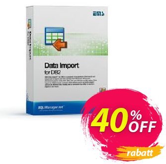 EMS Data Import for DB2 (Business) + 1 Year Maintenance Coupon, discount Coupon code EMS Data Import for DB2 (Business) + 1 Year Maintenance. Promotion: EMS Data Import for DB2 (Business) + 1 Year Maintenance Exclusive offer 