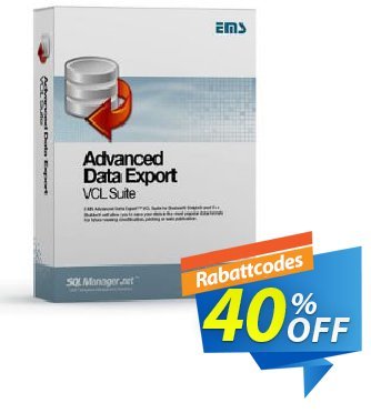 EMS Advanced Data Export VCL Suite (with sources) + 1 Year Maintenance Coupon, discount Coupon code Advanced Data Export VCL Suite (with sources) + 1 Year Maintenance. Promotion: Advanced Data Export VCL Suite (with sources) + 1 Year Maintenance Exclusive offer 