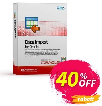EMS Data Import for Oracle (Business) + 1 Year Maintenance Coupon, discount Coupon code EMS Data Import for Oracle (Business) + 1 Year Maintenance. Promotion: EMS Data Import for Oracle (Business) + 1 Year Maintenance Exclusive offer 