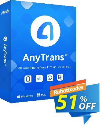 AnyTrans Coupon, discount Coupon Imobie promotion 2 (39968). Promotion: Pay $10 to upgrade your PhoneTrans Pro or PodTrans Pro to AnyTrans.