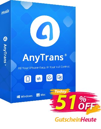 AnyTrans Lifetime Plan discount coupon Coupon Imobie promotion 2 (39968) - Pay $10 to upgrade your PhoneTrans Pro or PodTrans Pro to AnyTrans.