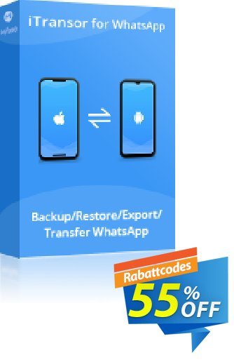 iTransor for WhatsApp (15 Devices/Lifetime) Coupon, discount 55% OFF iTransor for WhatsApp (15 Devices/Lifetime), verified. Promotion: Awful offer code of iTransor for WhatsApp (15 Devices/Lifetime), tested & approved