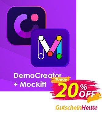 Bundle: Wondershare DemoCreator + Mockitt Gutschein 20% OFF Bundle: Wondershare DemoCreator + Mockitt, verified Aktion: Wondrous discounts code of Bundle: Wondershare DemoCreator + Mockitt, tested & approved