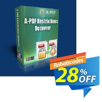 A-PDF Restrictions Remover Coupon, discount A-PDF Coupon (9891). Promotion: 45% Off For 40 licenses of A-PDF