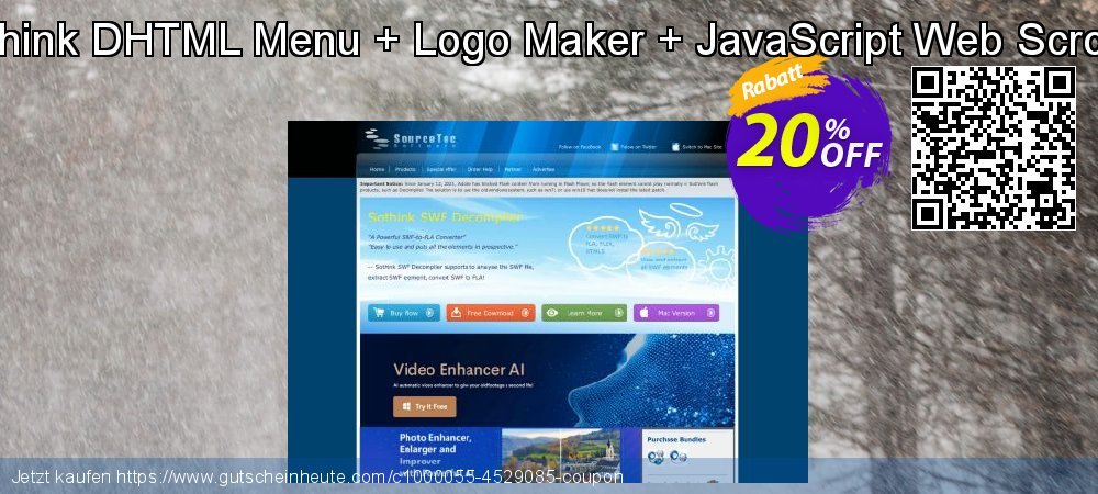Sothink DHTML Menu + Logo Maker + JavaScript Web Scroller Exzellent Beförderung Bildschirmfoto