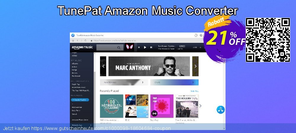 TunePat Amazon Music Converter verwunderlich Preisnachlässe Bildschirmfoto