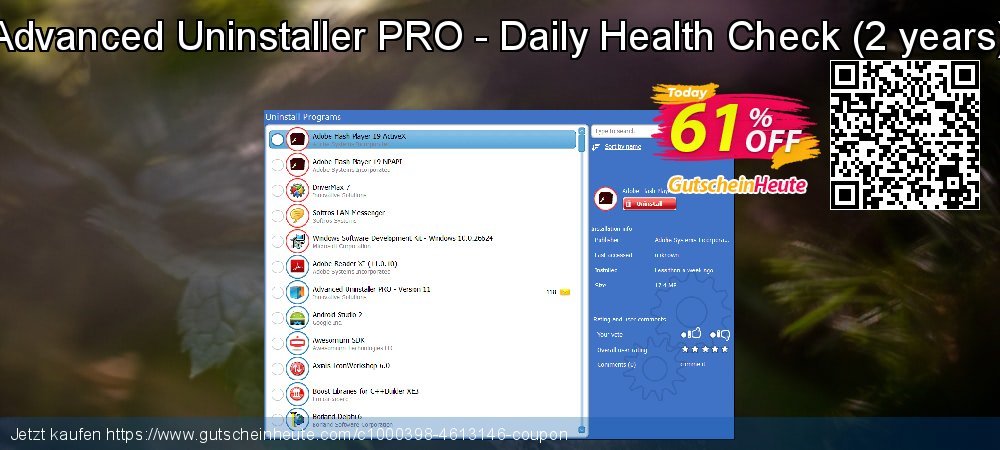Advanced Uninstaller PRO - Daily Health Check - 2 years  verwunderlich Verkaufsförderung Bildschirmfoto