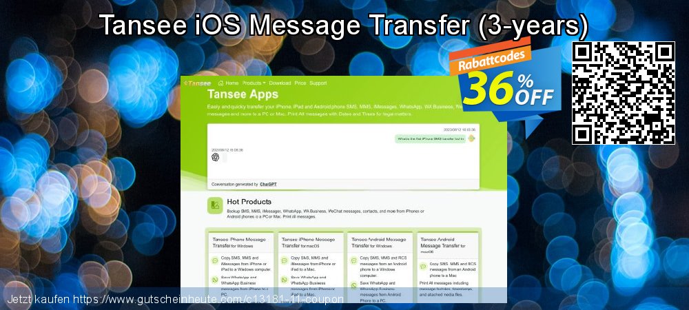 Tansee iOS Message Transfer - 3-years  ausschließlich Promotionsangebot Bildschirmfoto
