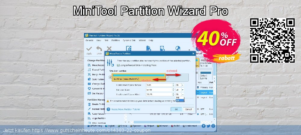 MiniTool Partition Wizard Pro umwerfenden Ermäßigung Bildschirmfoto