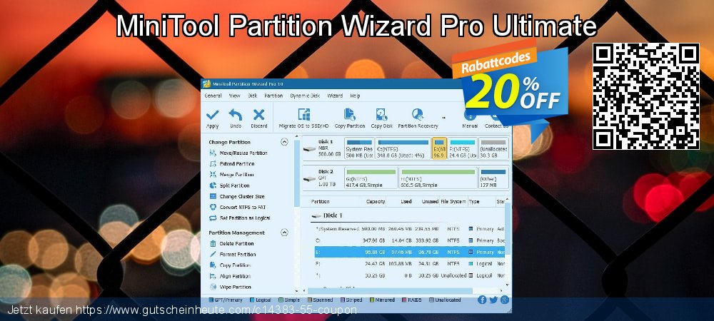 MiniTool Partition Wizard Pro Ultimate genial Ermäßigung Bildschirmfoto