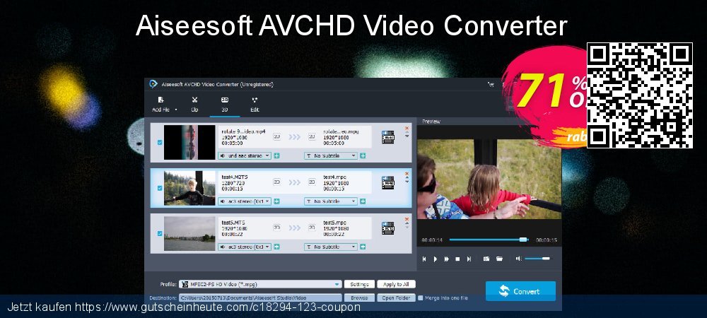 Aiseesoft AVCHD Video Converter atemberaubend Angebote Bildschirmfoto