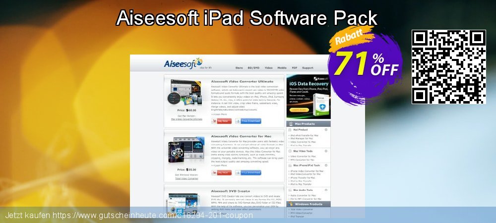 Aiseesoft iPad Software Pack aufregende Preisnachlass Bildschirmfoto