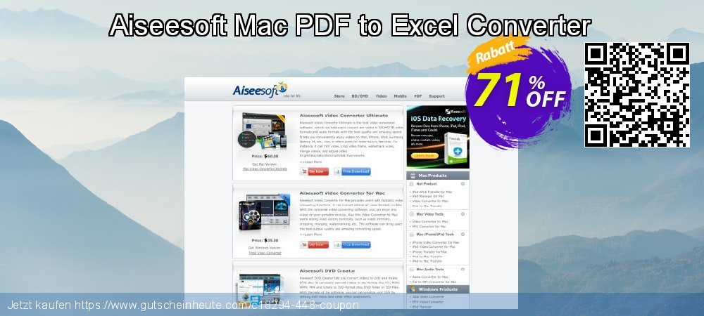 Aiseesoft Mac PDF to Excel Converter geniale Nachlass Bildschirmfoto