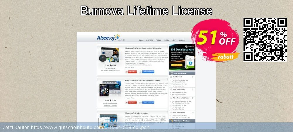 Burnova Lifetime License wunderschön Förderung Bildschirmfoto