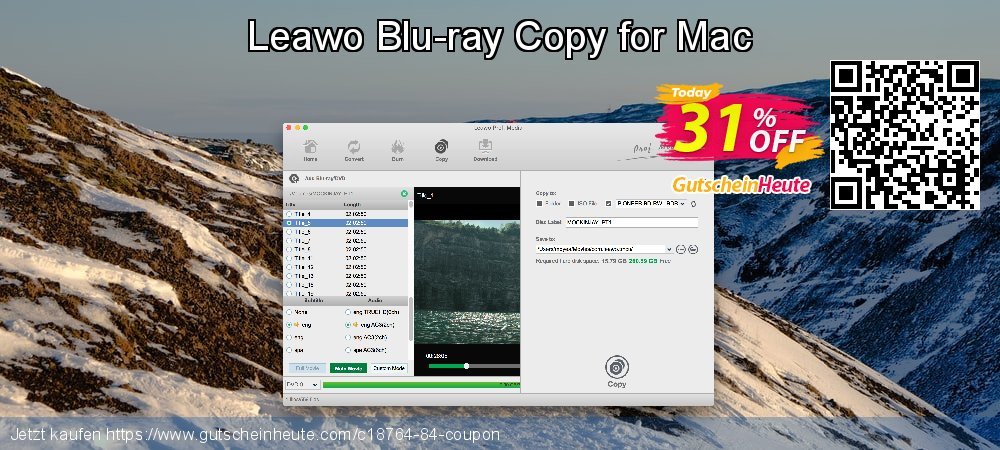 Leawo Blu-ray Copy for Mac ausschließenden Preisreduzierung Bildschirmfoto