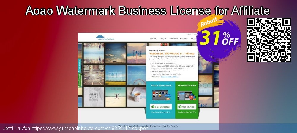 Aoao Watermark Business License for Affiliate Sonderangebote Rabatt Bildschirmfoto