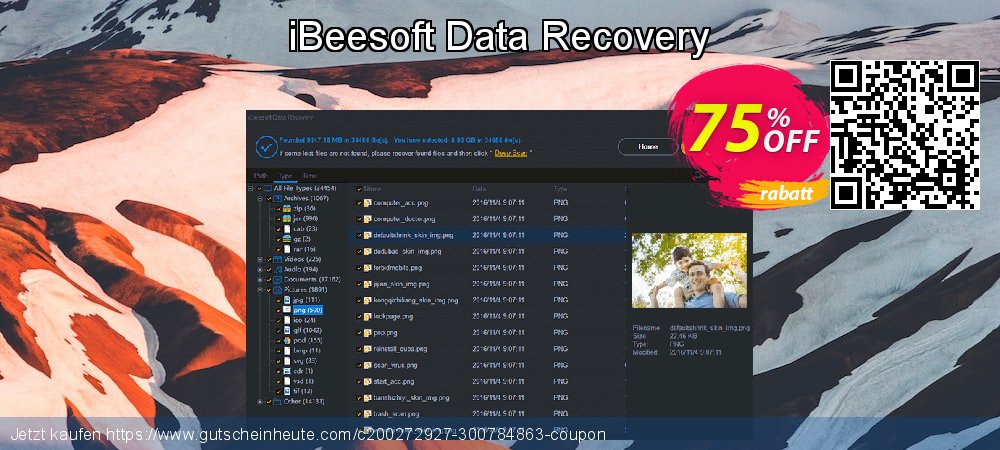 iBeesoft Data Recovery aufregende Ermäßigung Bildschirmfoto