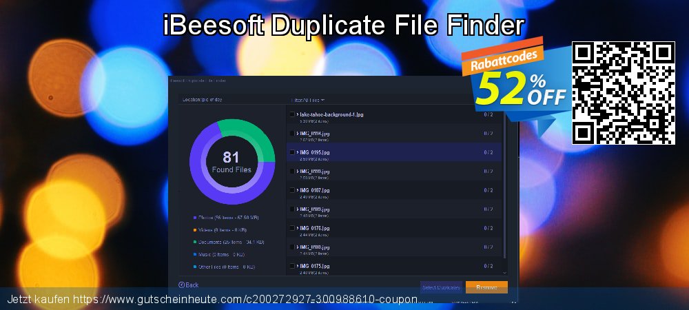 iBeesoft Duplicate File Finder wunderbar Disagio Bildschirmfoto