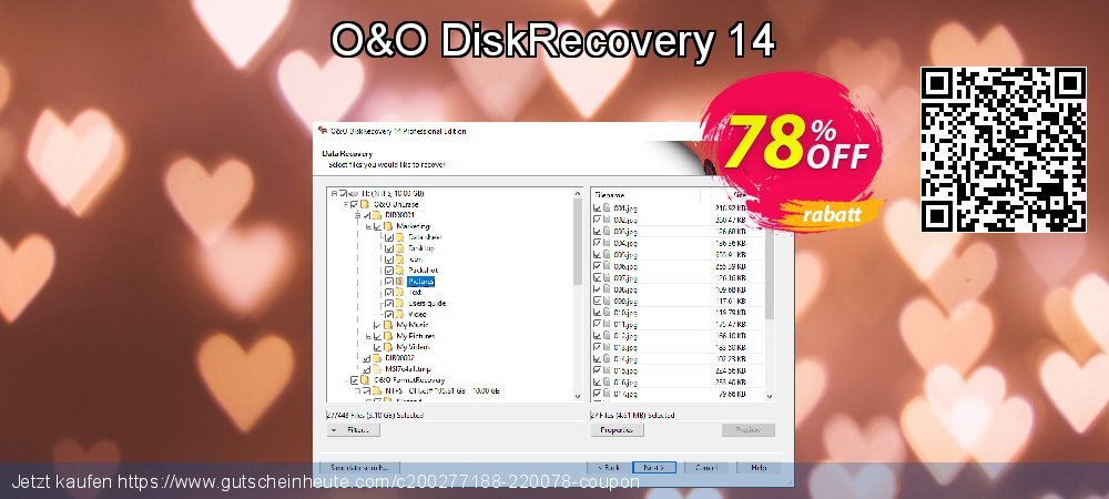 O&O DiskRecovery 14 überraschend Verkaufsförderung Bildschirmfoto