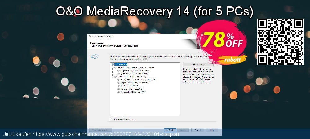 O&O MediaRecovery 14 - for 5 PCs  atemberaubend Ermäßigungen Bildschirmfoto