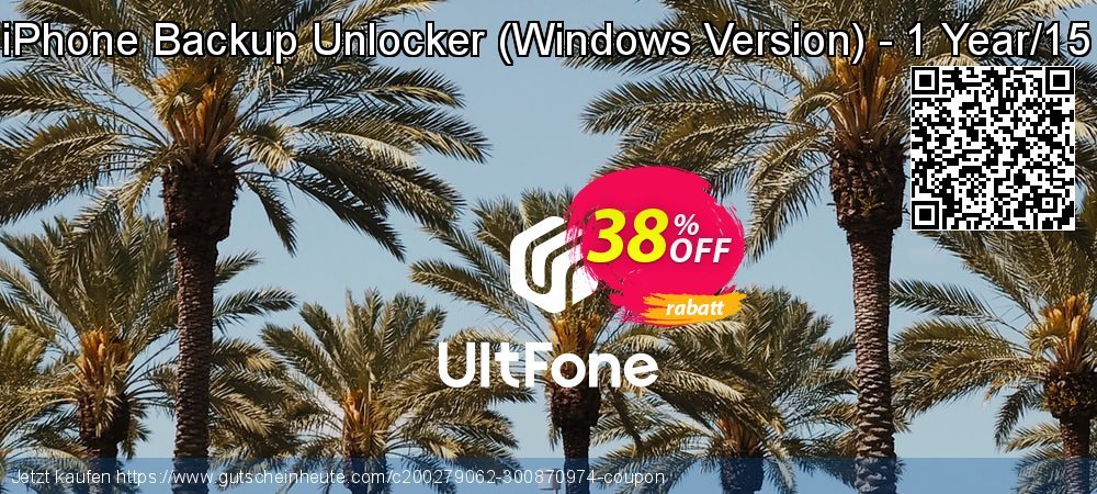 UltFone iPhone Backup Unlocker - Windows Version - 1 Year/15 Devices ausschließenden Sale Aktionen Bildschirmfoto