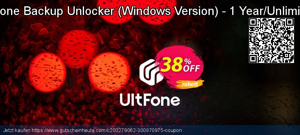 UltFone iPhone Backup Unlocker - Windows Version - 1 Year/Unlimited Devices ausschließenden Sale Aktionen Bildschirmfoto