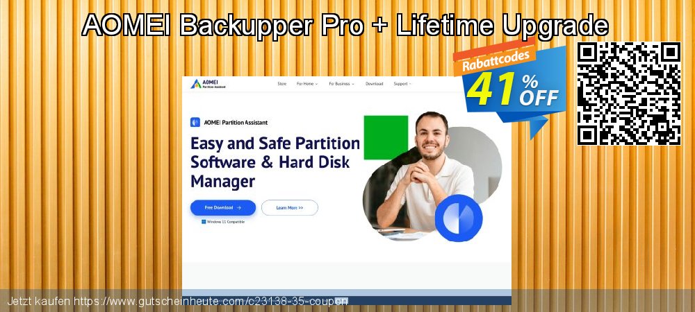 AOMEI Backupper Pro + Lifetime Upgrade erstaunlich Promotionsangebot Bildschirmfoto