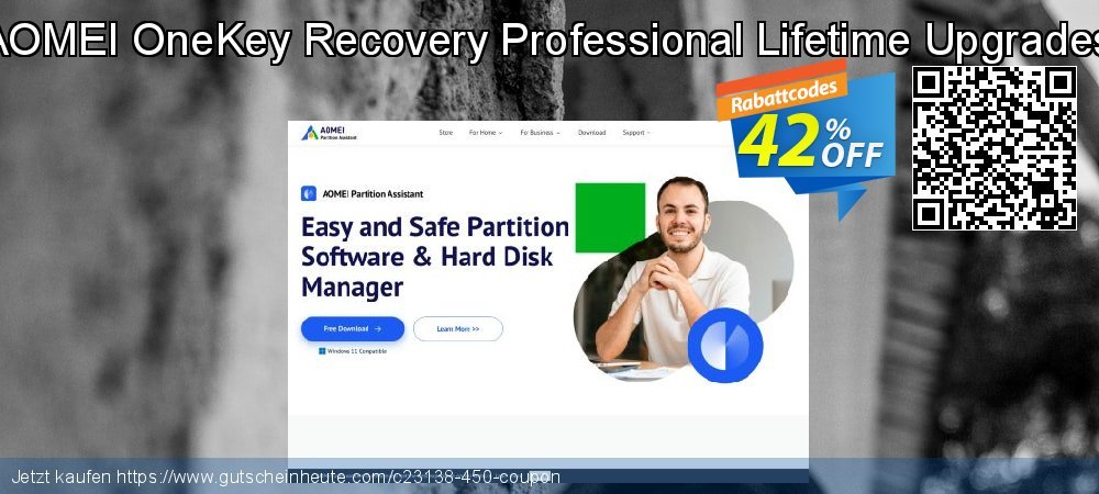 AOMEI OneKey Recovery Professional Lifetime Upgrades klasse Ausverkauf Bildschirmfoto