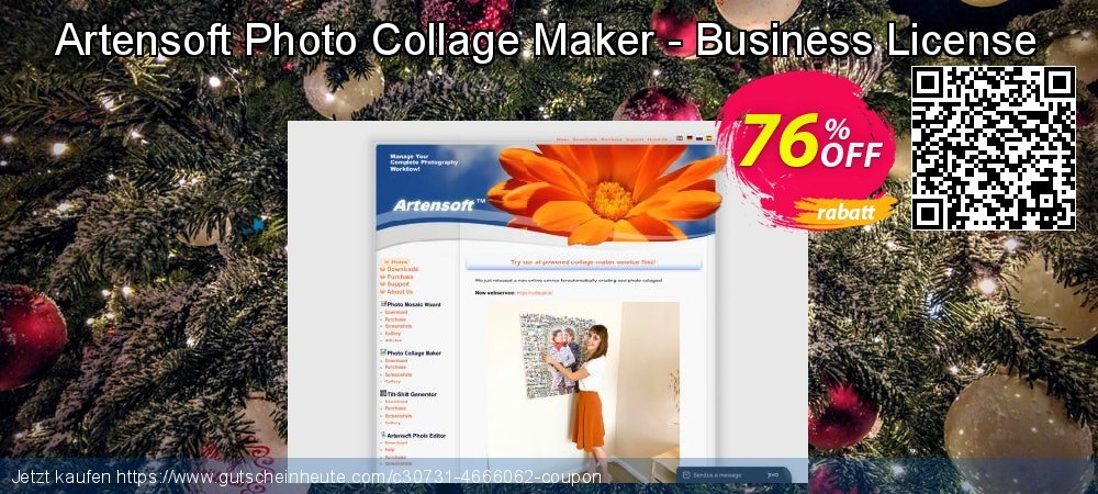 Artensoft Photo Collage Maker - Business License genial Rabatt Bildschirmfoto