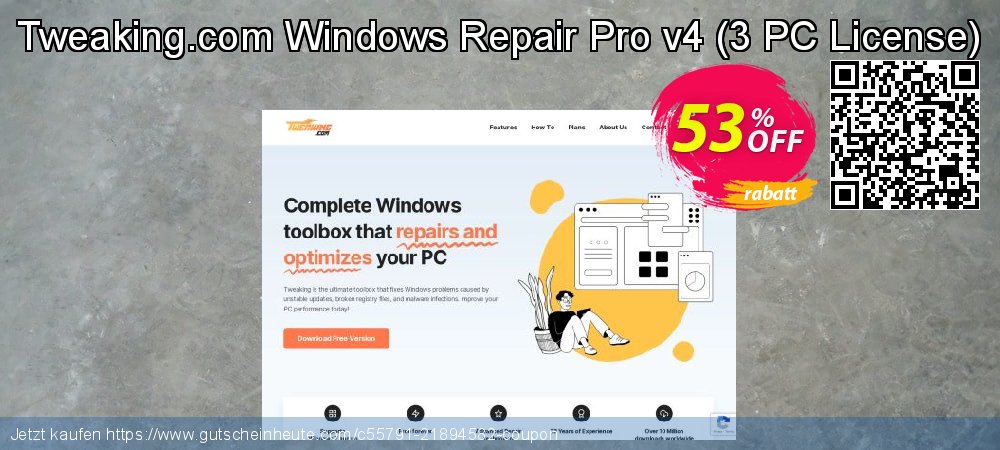 Tweaking.com Windows Repair Pro v4 - 3 PC License  ausschließenden Rabatt Bildschirmfoto