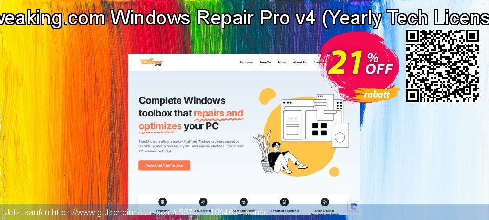 Tweaking.com Windows Repair Pro v4 - Yearly Tech License  umwerfende Ermäßigungen Bildschirmfoto